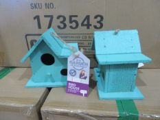 96 x BRAND NEW WOODEN BIRD BOXES IN GREEN