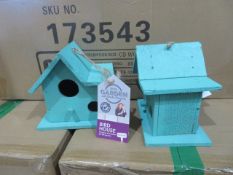 96 x BRAND NEW WOODEN BIRD BOXES IN GREEN