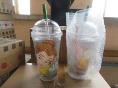 72 x Brand New Disney Beauty & The Beast Cups with Pencil, Straw & 12 Erasers