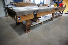 Large Woodworking Bench, 16ft x 3ft including vice