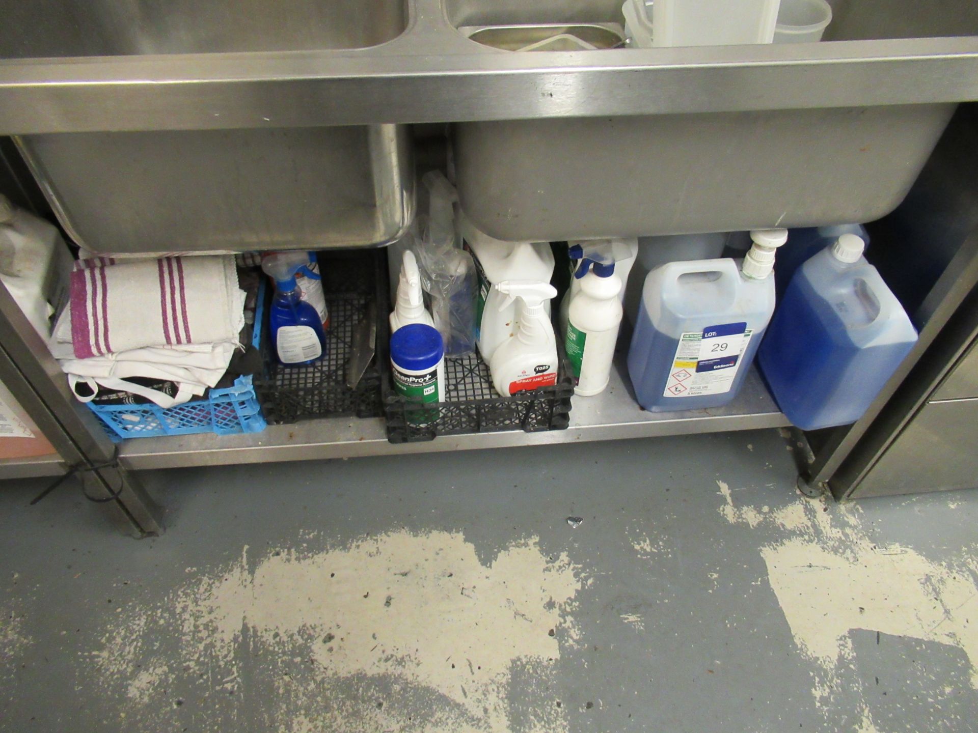 Large Quantity of Cleaning Materials to Shelving to include mops, washing up liquids, dishwasher - Image 3 of 4