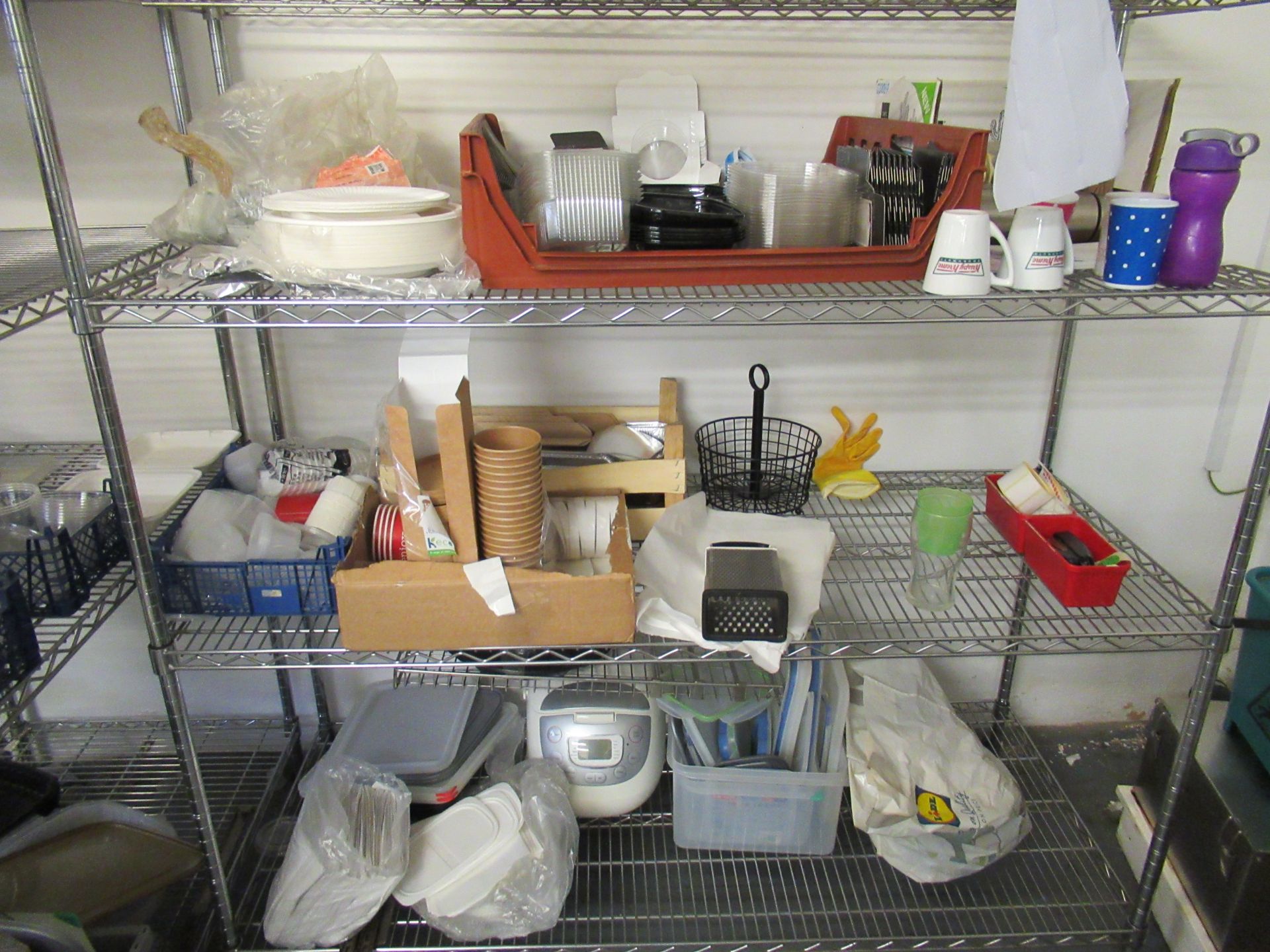 3 Various 4 Tier Wire Type Kitchen Shelving and Contents - Image 4 of 7