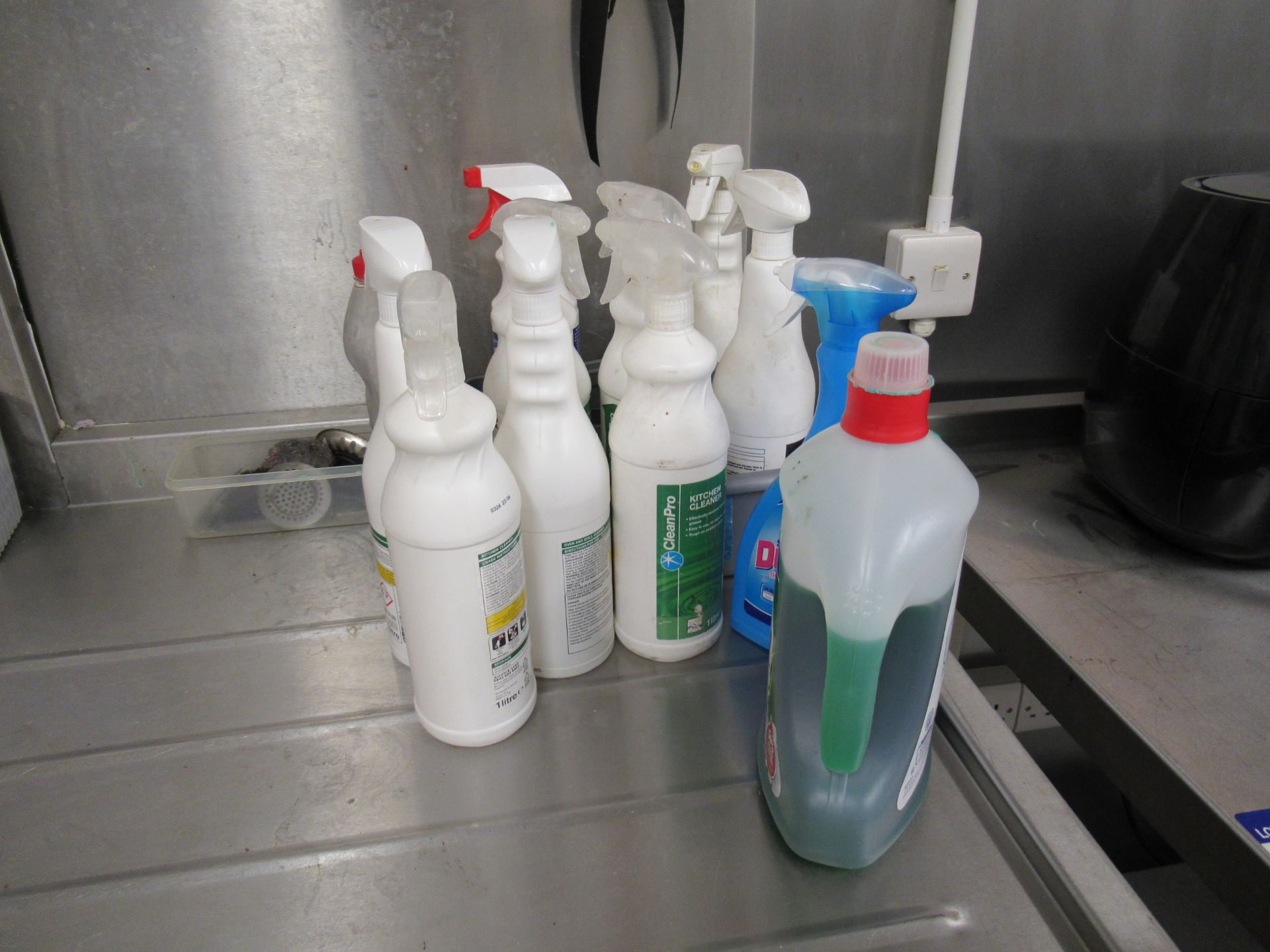 Large Quantity of Cleaning Materials to Shelving to include mops, washing up liquids, dishwasher - Image 4 of 4