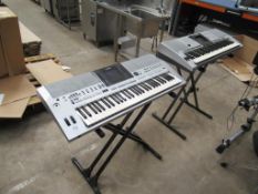 Two second hand Yamaha keyboards (1 x PSR-3000, 1 x PSR-S900) with stands