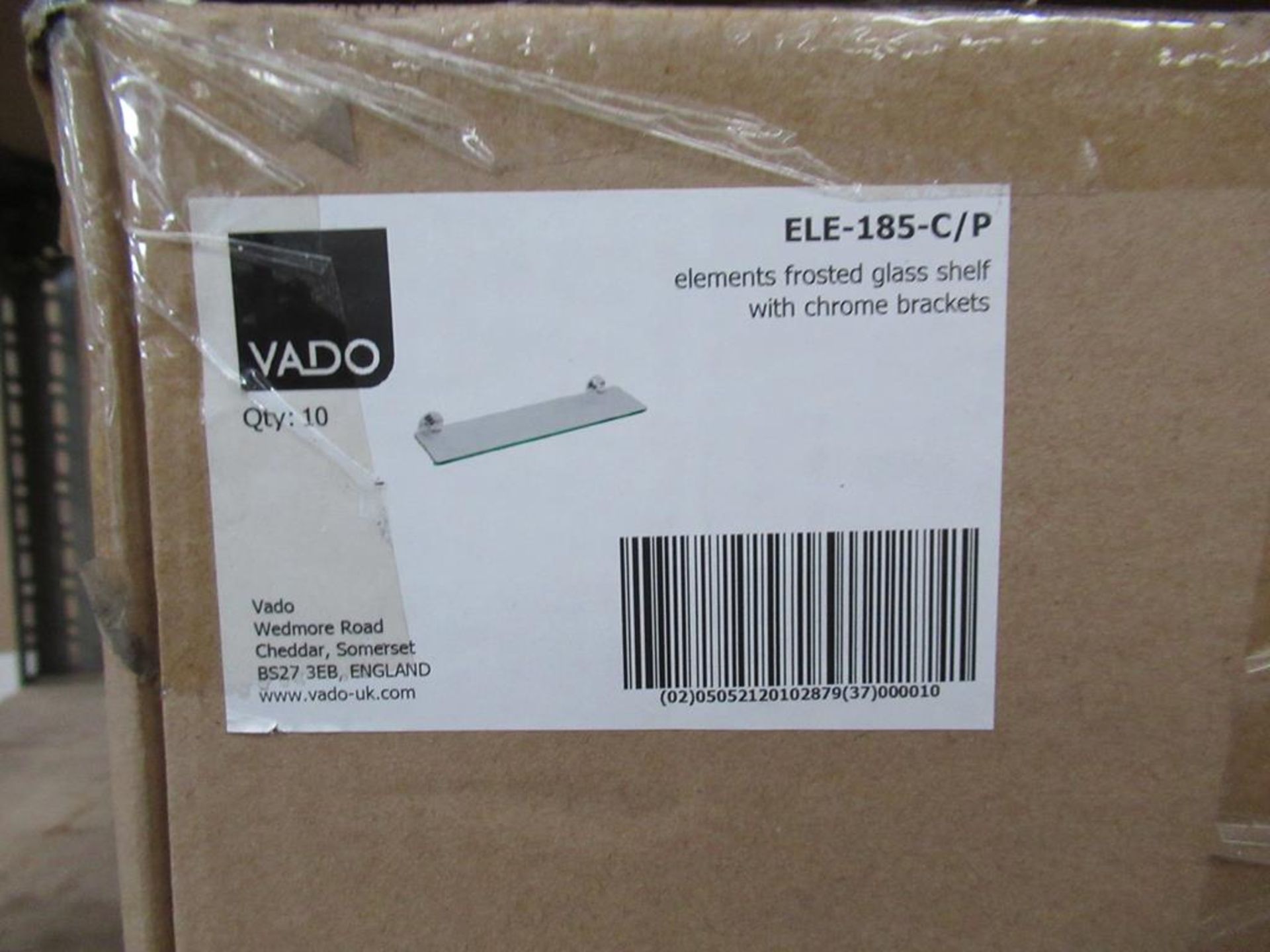 Box of 10 x Vado ELE-185-C/P frosted glass shelves with chrome brackets - Image 2 of 2