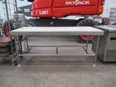 Stainless steel butchers table.