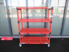 Mobile 4 Tier Plastic Trolley 1550 High x 1200w x 500 Deep