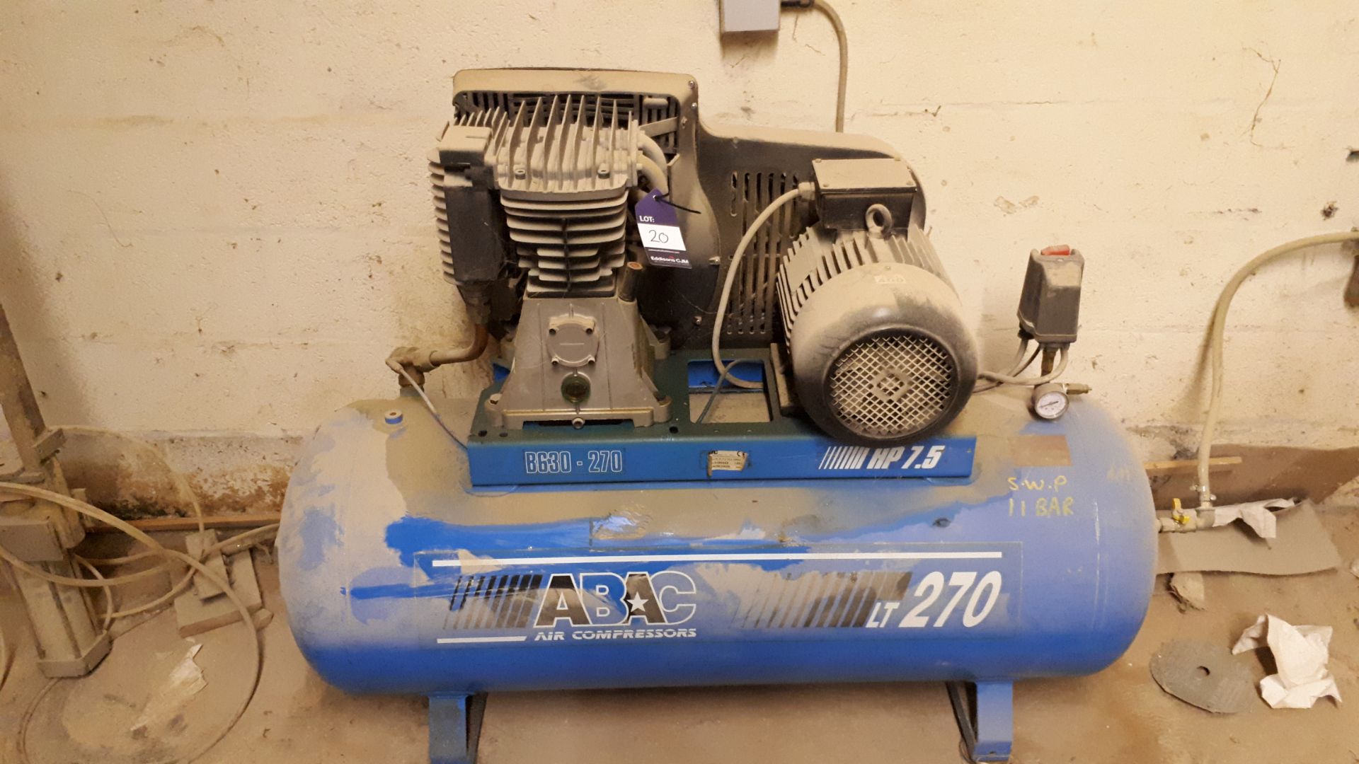 Abac B630-270 HP 7.5compressor *Please note, the machine is hard wired and it is the purchasers