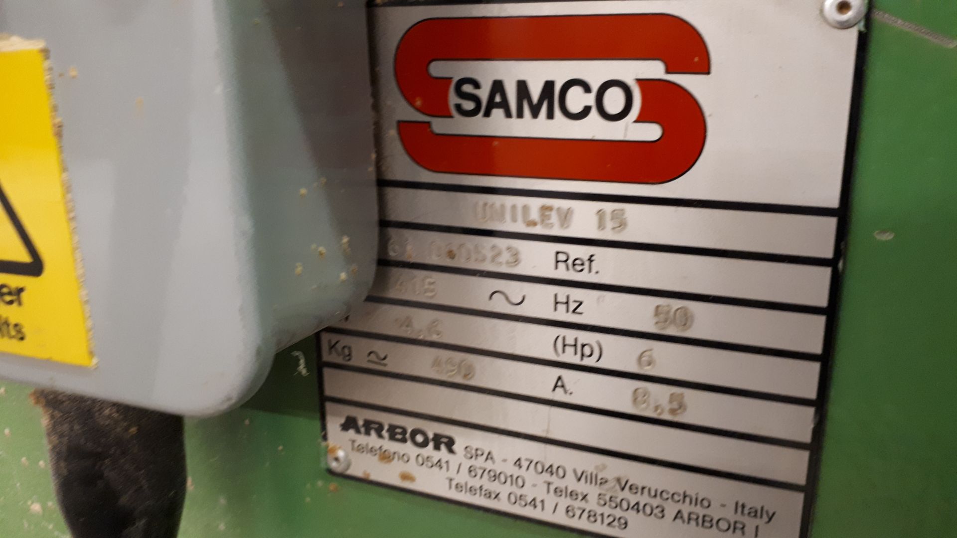 Samso Unilev 15 belt sander, approx. 57” x 19” bed *Please note, the machine is hard wired and it is - Image 3 of 4