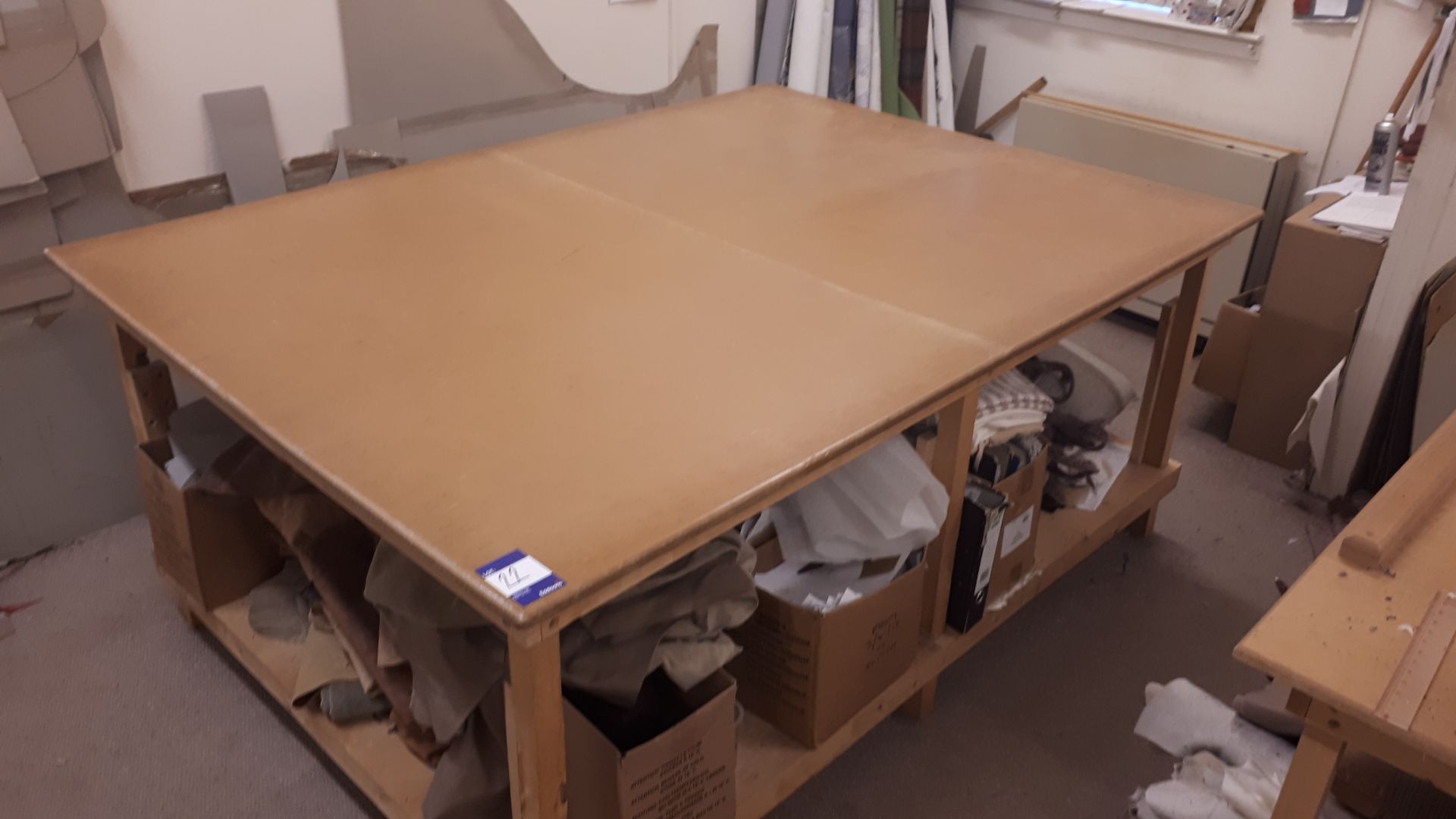 2 x Wooden packing tables, 98” x 61”; and 60” x 80” - Image 2 of 2