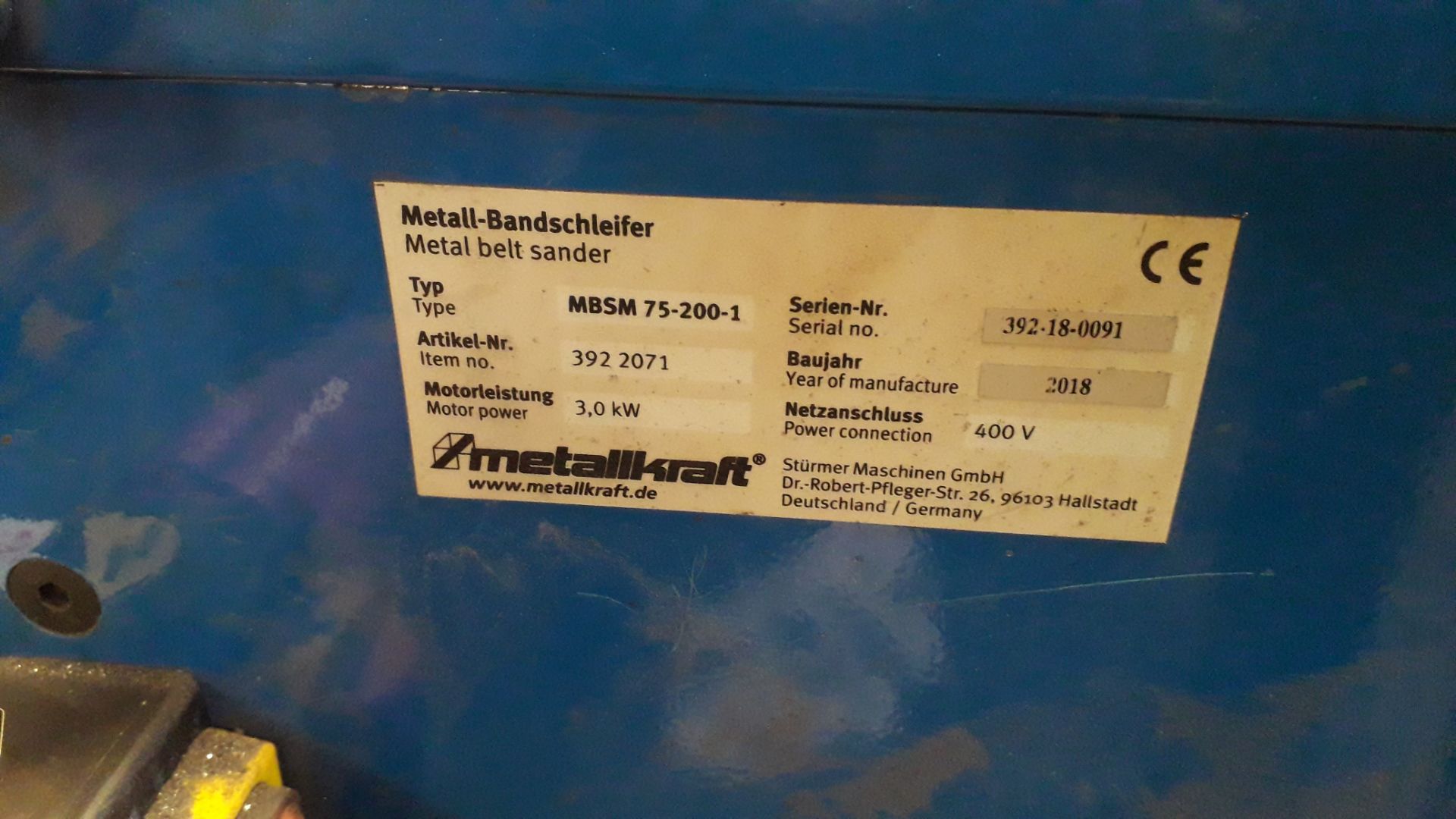 Metalkraft MBSM 75-200-1 Metal Belt Sander (2018) S/N 392-18-0091 - Image 2 of 2