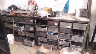 2 Multi Drawer Chests with Galvanised Steel Tote Pans with Various Steel Fittings and Twin Shelf