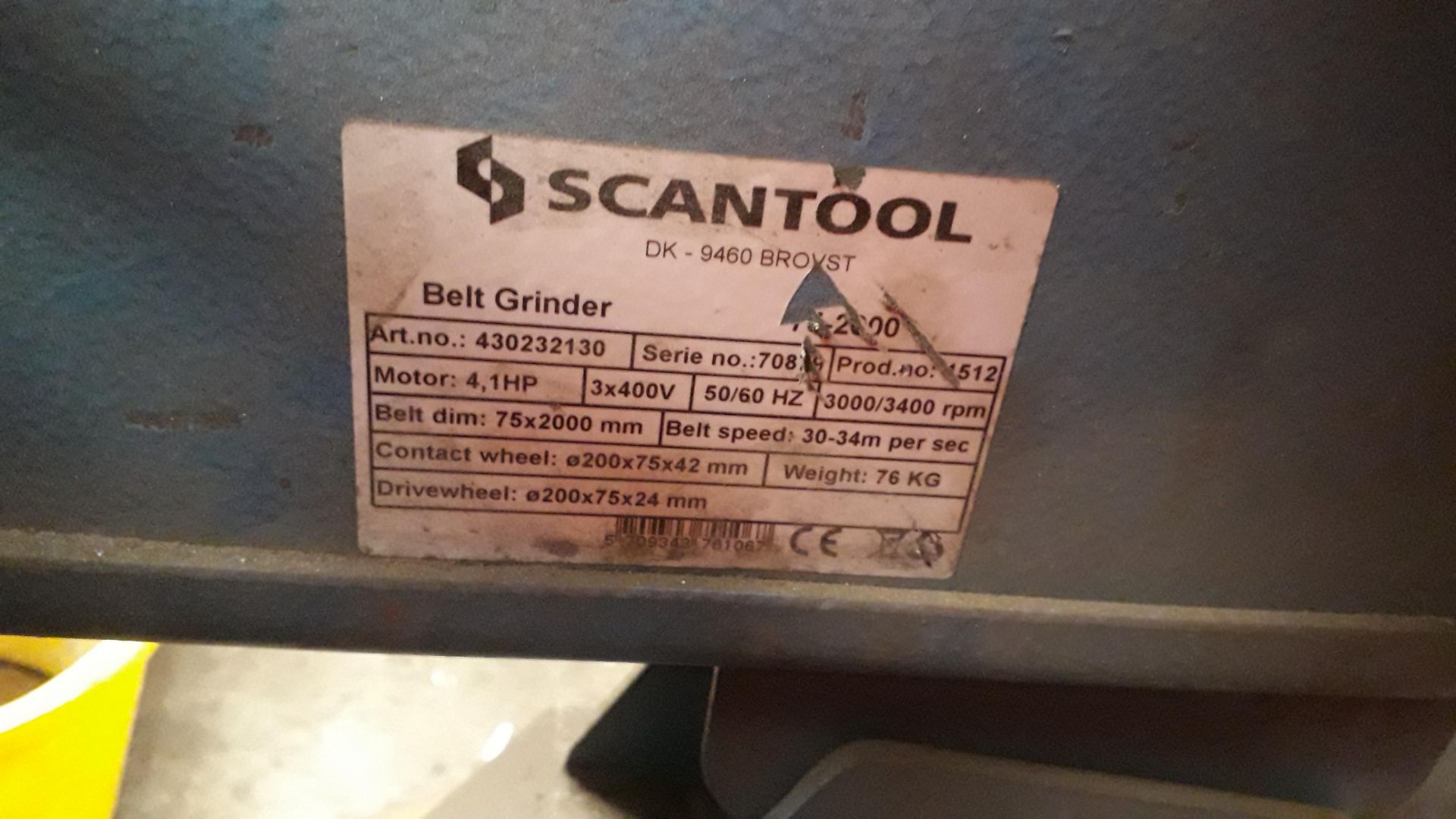 Scantool 75-2000 3” Belt Grinder (2000) Serial Number 70839 - Image 2 of 2