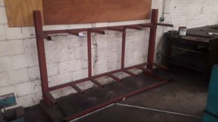 1 x six section Steel Upright Stock Rack and 1 x 5 shelf Steel Fabricated Stock Rack (Contents not