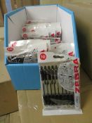 64 x PACKS OF 10 ZEBRA CLASSIC BALLPOINT PENS IN DISPLAY BOXES. RRP £4.99 EACH