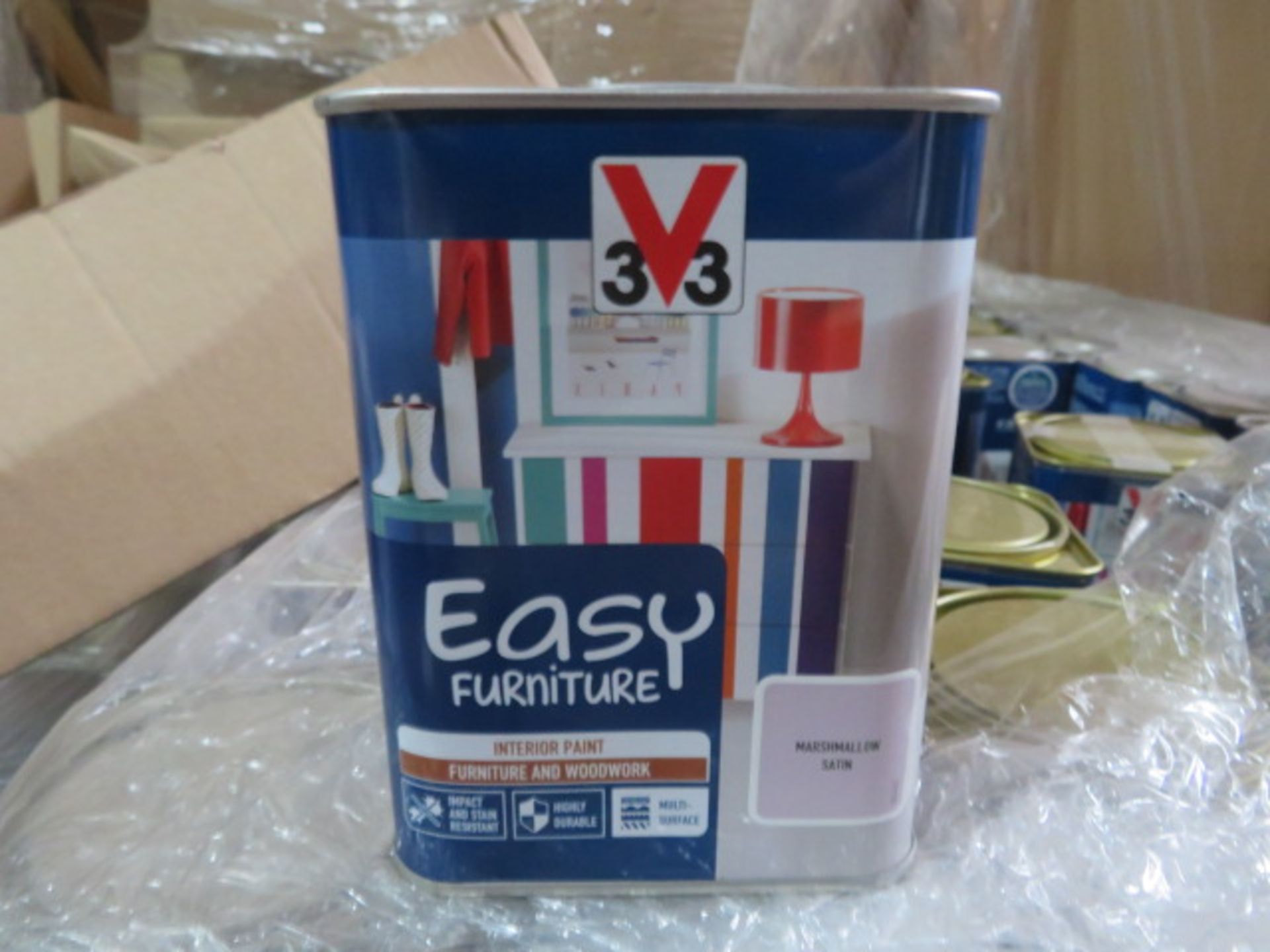 40 x 1L TINS OF V33 EASY FURNITURE MARSHMELLOW SAT