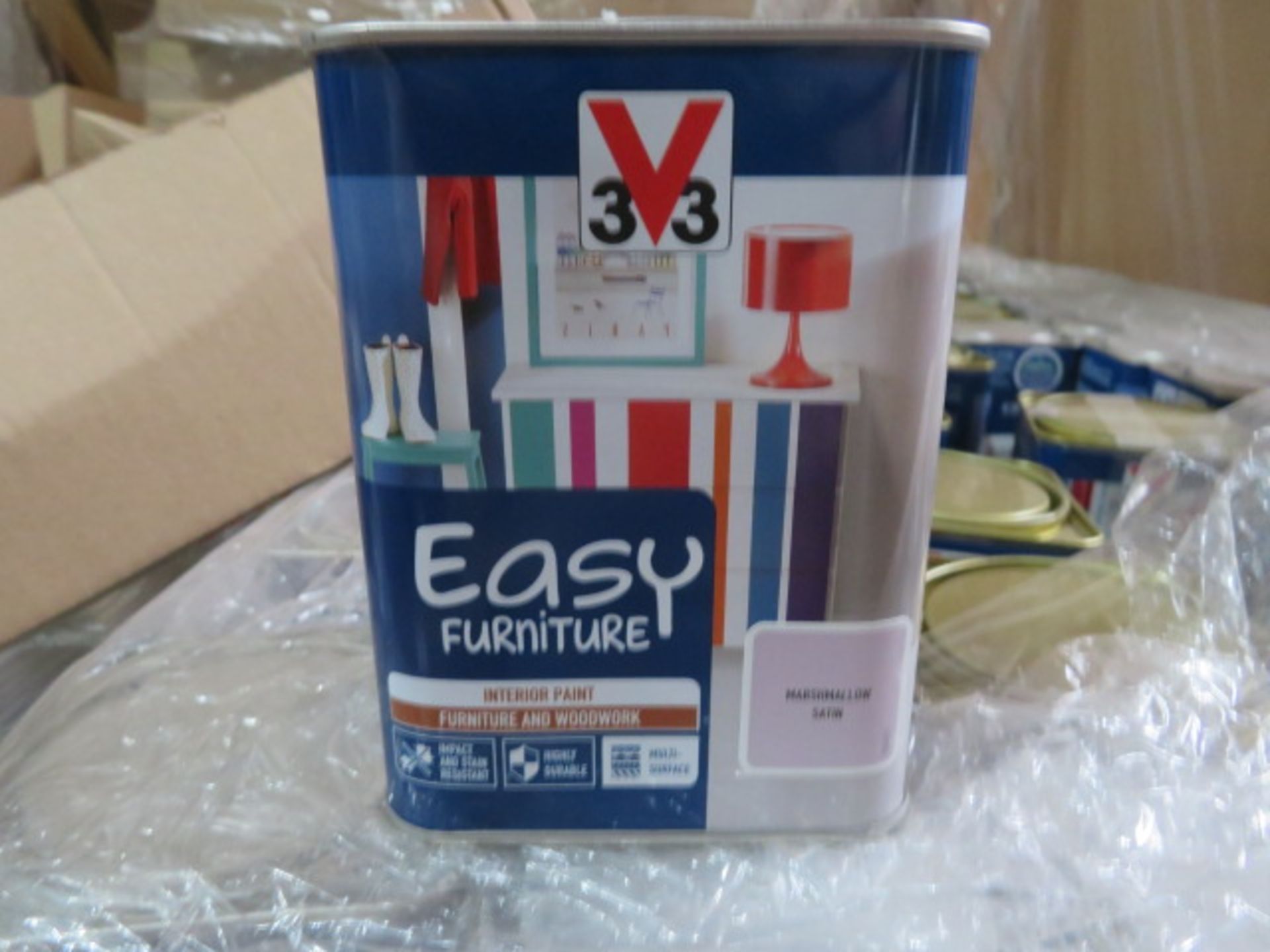 40 x 1L TINS OF V33 EASY FURNITURE MARSHMELLOW SAT