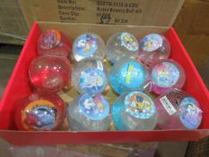 96 x DISNEY WATER FILLED GLITTER LARGE BOUNCY BALLS