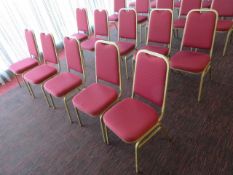10 x STACKABLE RED CUSHIONED CHAIRS WITH GOLD OUTL