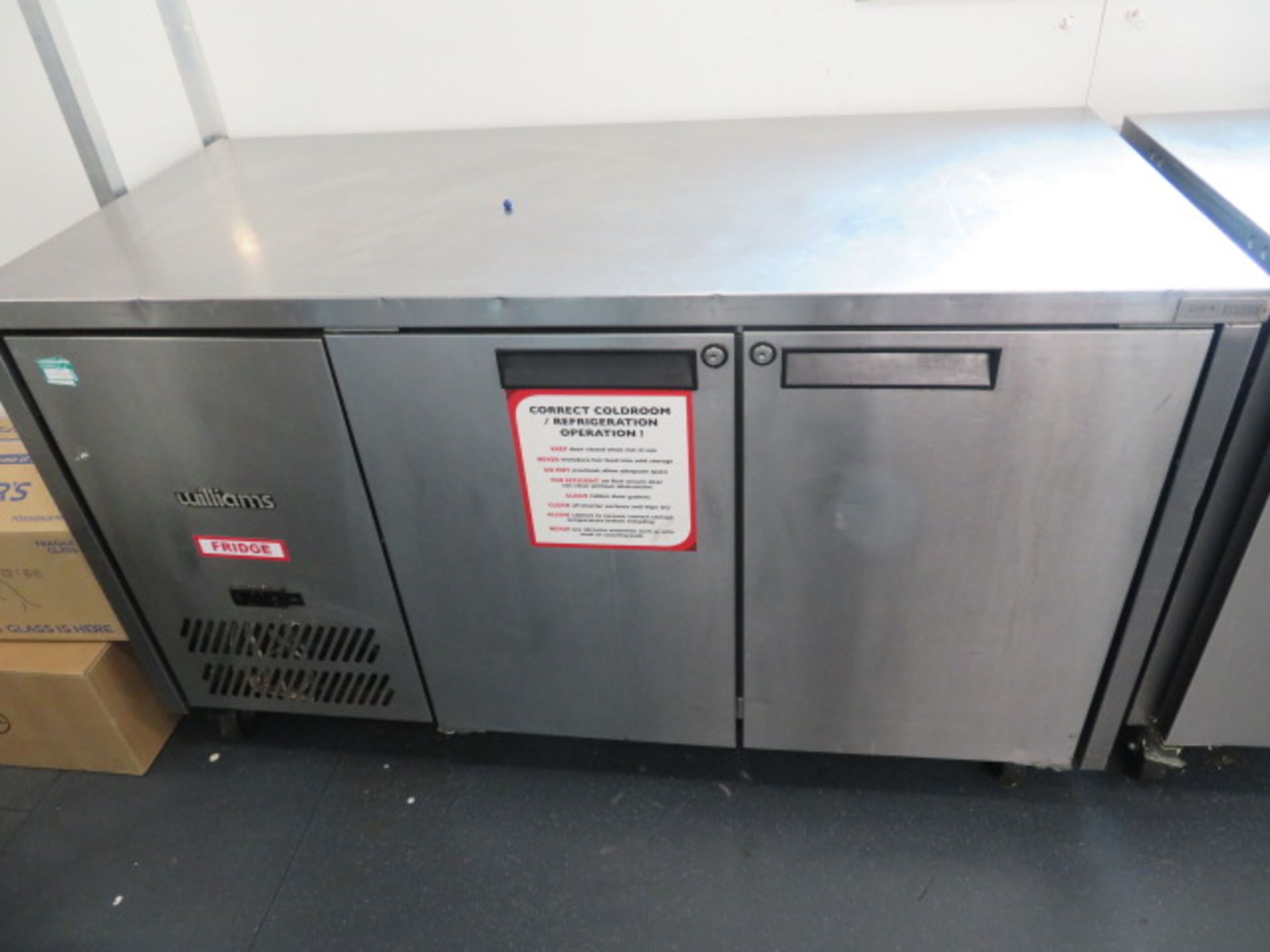 WILLIAMS 2 DOOR LARGE STAINLESS STEEL FRIDGE ON WH