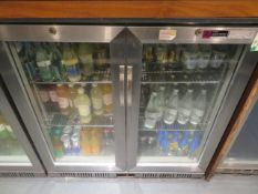 STAINLESS STEEL & GLASS FRONT LEC BOTTLE FRIDGE (contents not included)