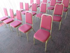 10 x STACKABLE RED CUSHIONED CHAIRS WITH GOLD OUTL