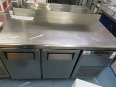 2 DOOR LARGE STAINLESS STEEL FREEZER WITH WORKBENC