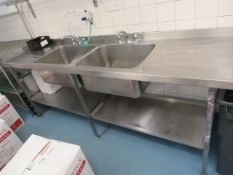 LARGE STAINLESS STEEL 2 SINK DISH WASHING WORK STA