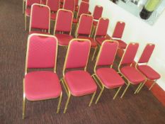 10 x STACKABLE RED CUSHIONED CHAIRS WITH GOLD OUTL