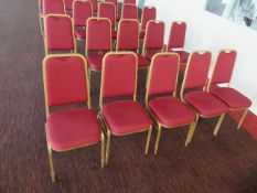 10 x STACKABLE RED CUSHIONED CHAIRS WITH GOLD OUTL