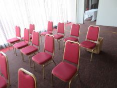 10 x STACKABLE RED CUSHIONED CHAIRS WITH GOLD OUTL