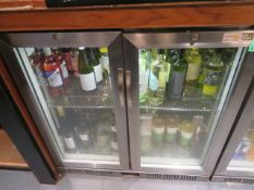 STAINLESS STEEL & GLASS FRONT LEC BOTTLE FRIDGE (contents not included)