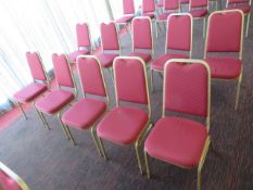 10 x STACKABLE RED CUSHIONED CHAIRS WITH GOLD OUTL
