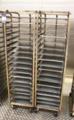 2 x Mobile Baking Racks 18 Grid with Trays