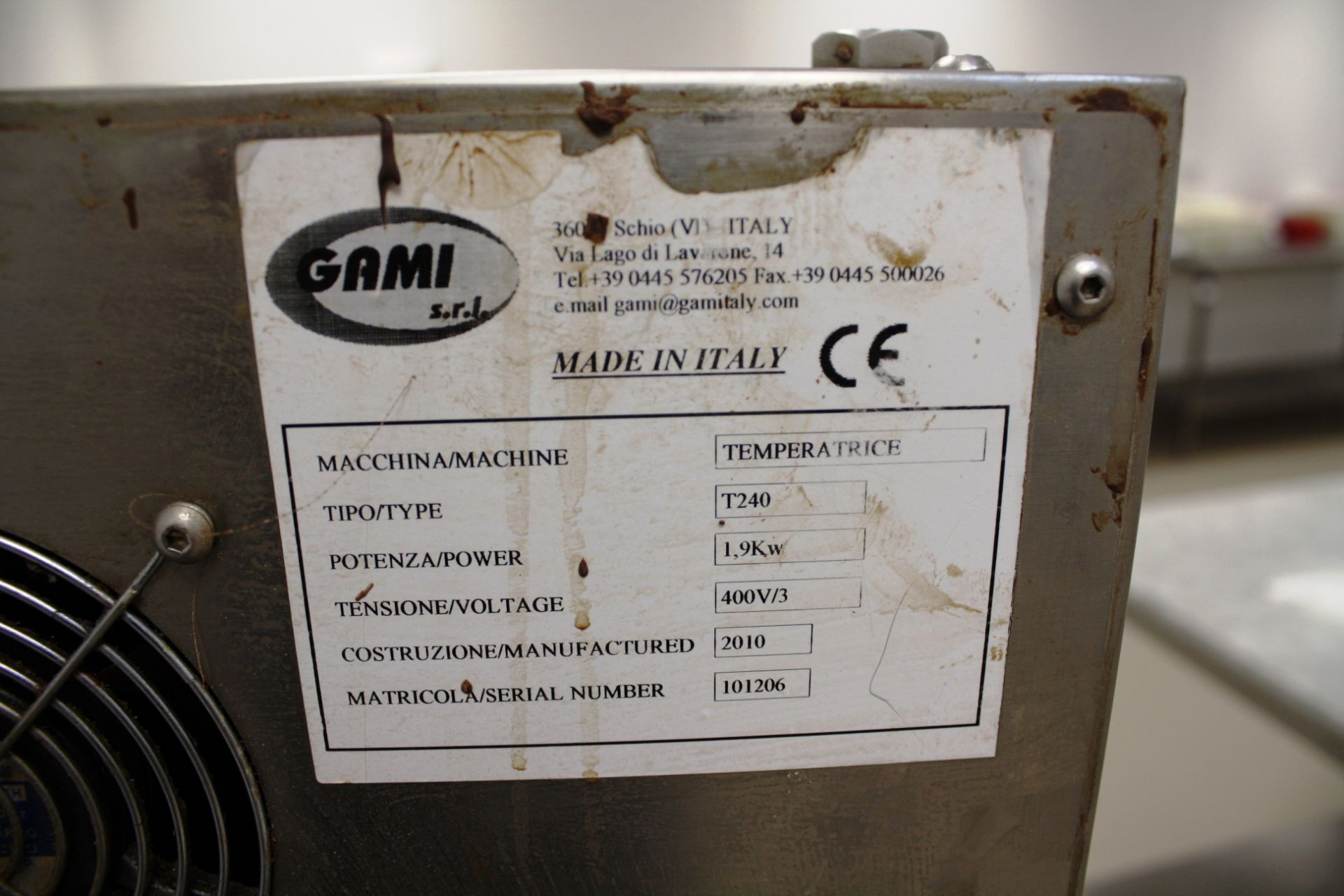 Gami T240 Chocolate Imulsifier Machine Serial Number 101206 ( - Image 3 of 3