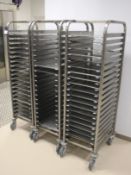 3 x Mobile Baking Racks with Trays 20 Grid