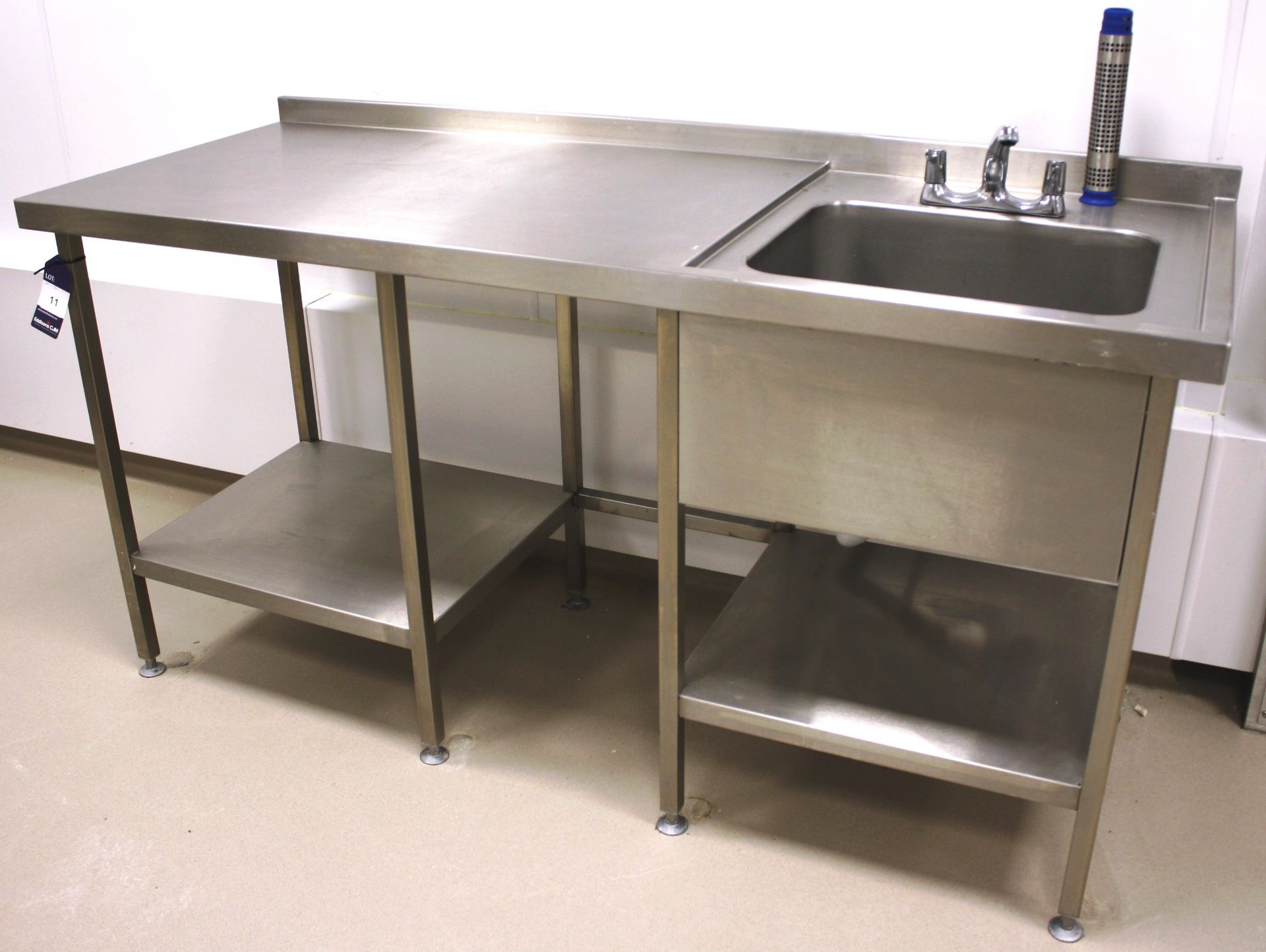 Stainless Steel Bench with Deep Well Sink 1800 x 7