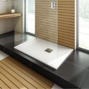 BRAND NEW 1000x800mm Rectangular White Slate Effect Shower Tray & Chrome Waste. RRP £379.99. Hand