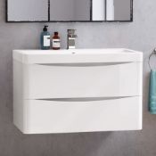 BRAND NEW BOXED  800mm Austin II Gloss White Built In Basin Drawer Unit - Wall Hung. RRP £499.99.