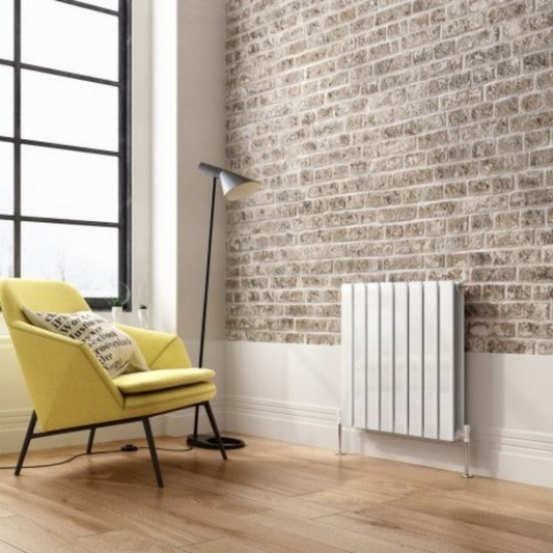 BRAND NEW BOXED  600x600mm Gloss White Double Flat Panel Horizontal Radiator - Premium.RRP £564.99. - Image 2 of 2