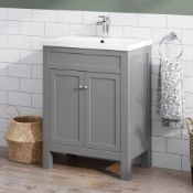 BRAND NEW BOXED 600mm Melbourne Earl Grey Double Door Vanity Unit - Floor Standing. RRP £499.99.