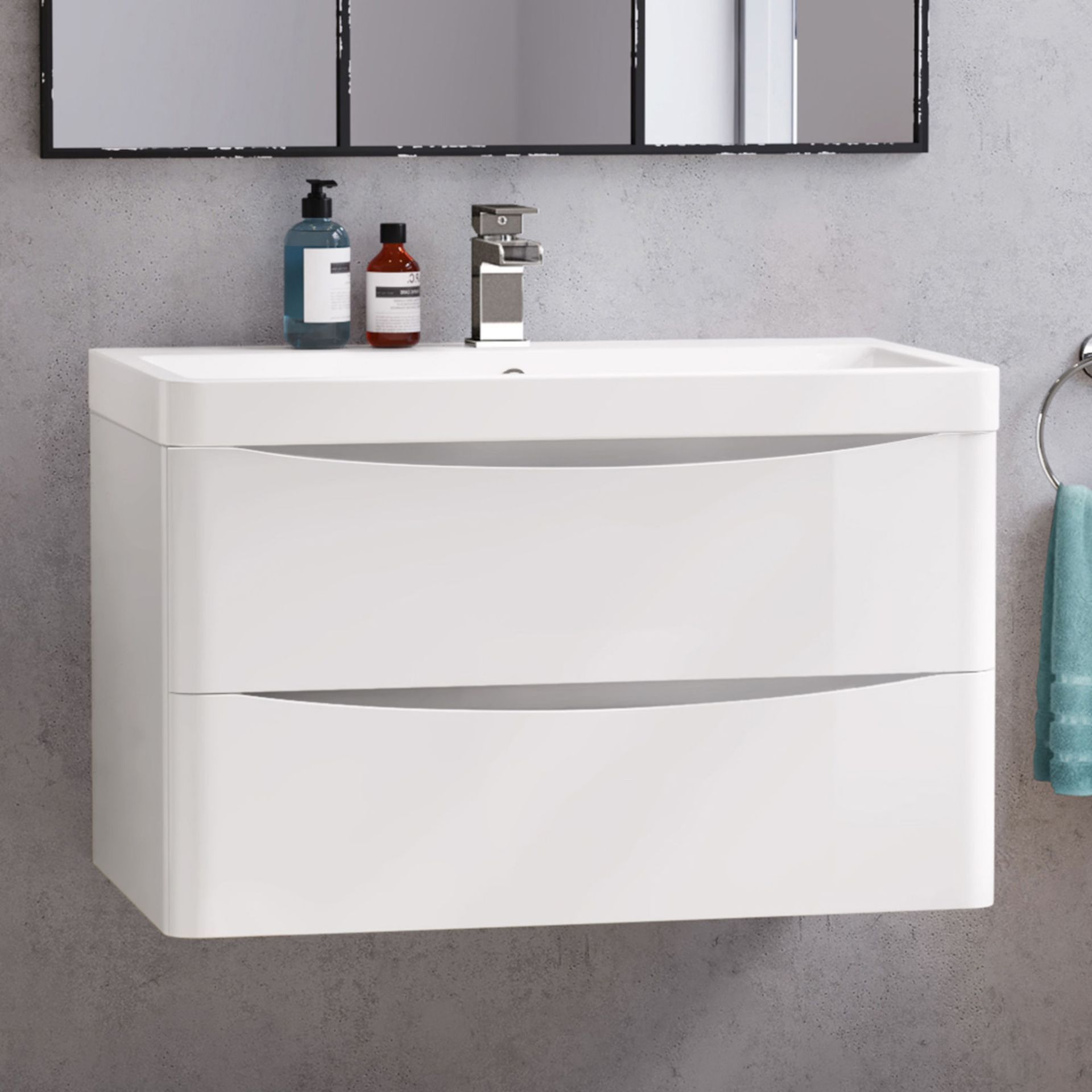 BRAND NEW BOXED  800mm Austin II Gloss White Built In Basin Drawer Unit - Wall Hung. RRP £499.99.