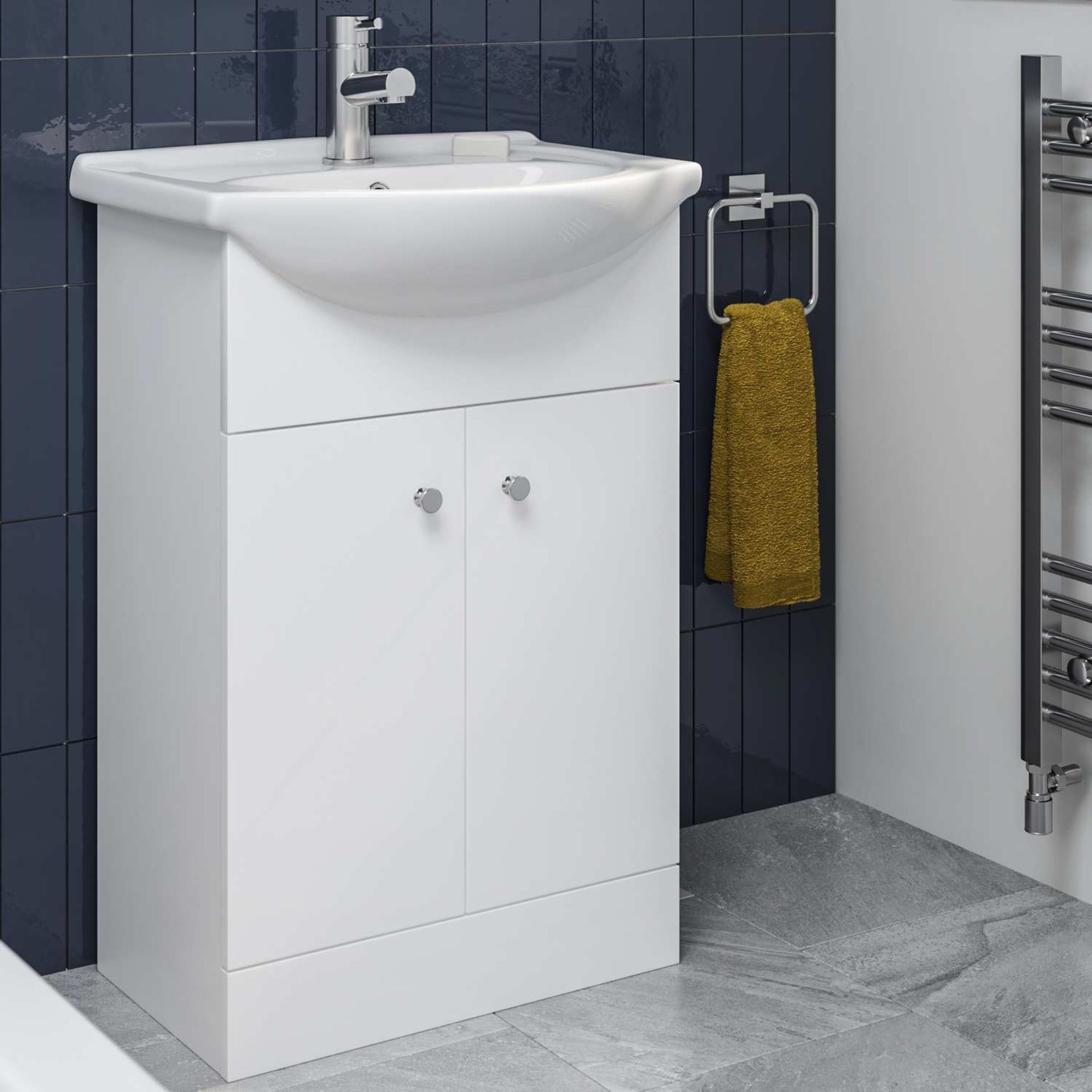 BRAND NEW BOXED 514mm Quartz White Basin Vanity Unit- Floor Standing. RRP £189.99. Comes complete