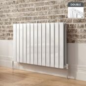 BRAND NEW BOXED 600x980mm Gloss White Double Flat Panel Horizontal Radiator - Premium.RRP £674.99.