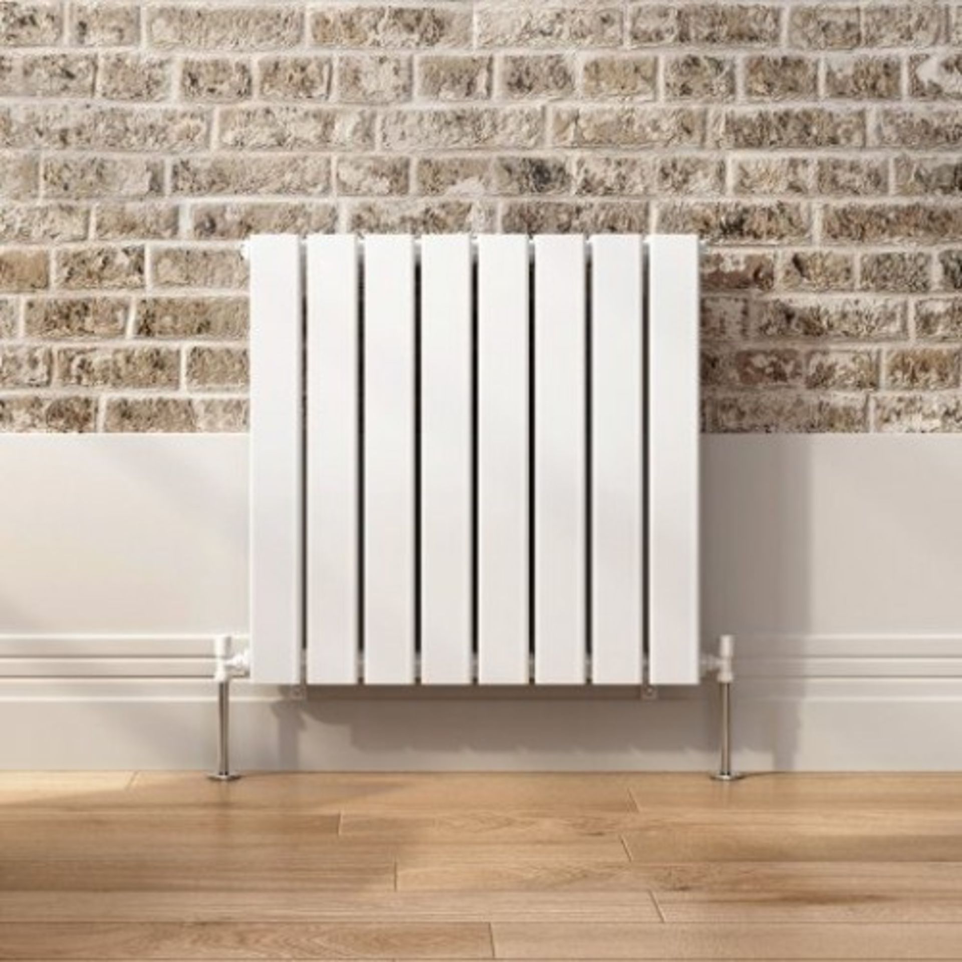 BRAND NEW BOXED  600x600mm Gloss White Double Flat Panel Horizontal Radiator - Premium.RRP £564.99.