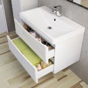 BRAND NEW BOXED 1000mm Austin II Gloss White Built In Basin Drawer Unit - Wall Hung.RRP £499.99.