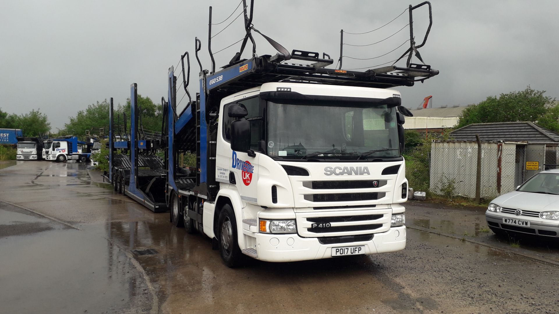 2017 11 Car Transporter Rig comprising: Scania P41