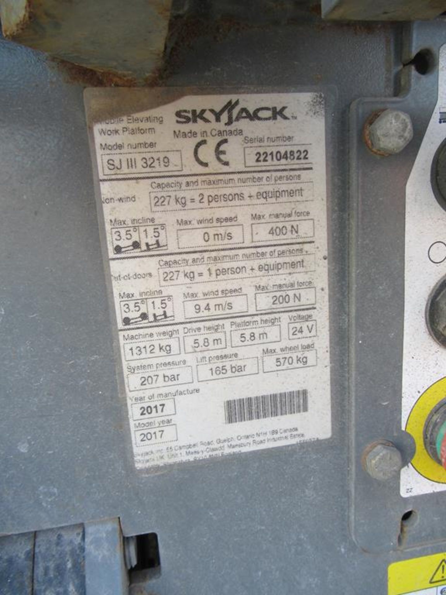 Skyjack SJ111 3219 24V electric scissor lift - Image 5 of 6