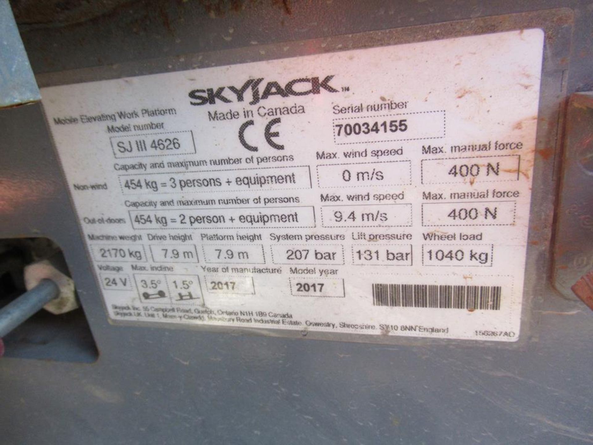 Skyjack SJ111 4626 24V electric scissor lift - Image 4 of 4