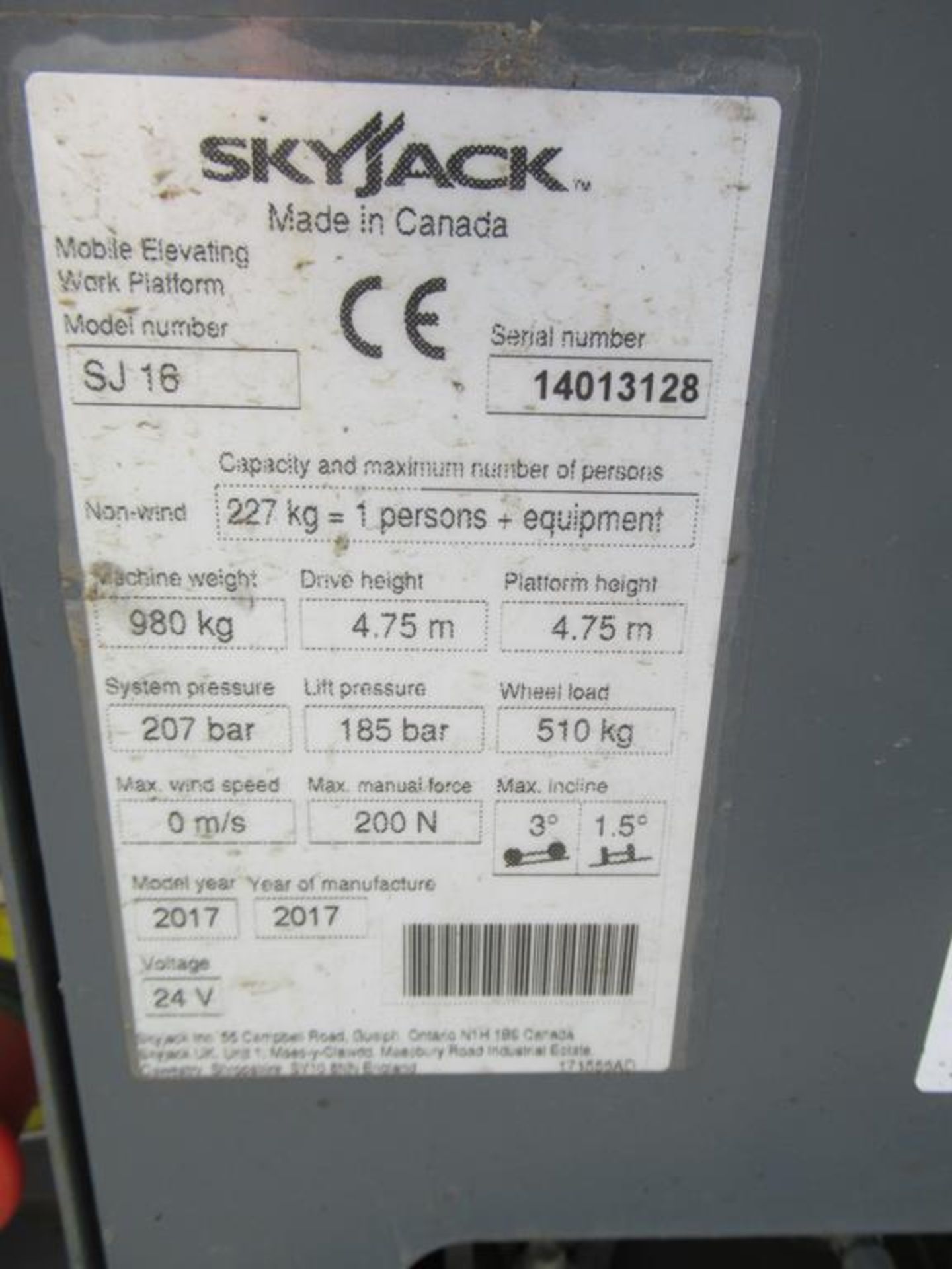 Skyjack SJ16 vertical mast lift - Image 5 of 6